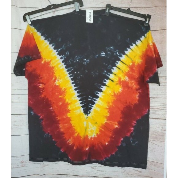 AC/DC Angus Lightning V Tie Dye 4XLT  Liquid Blue Multi Colored Cotton T-Shirt - Picture 6 of 11